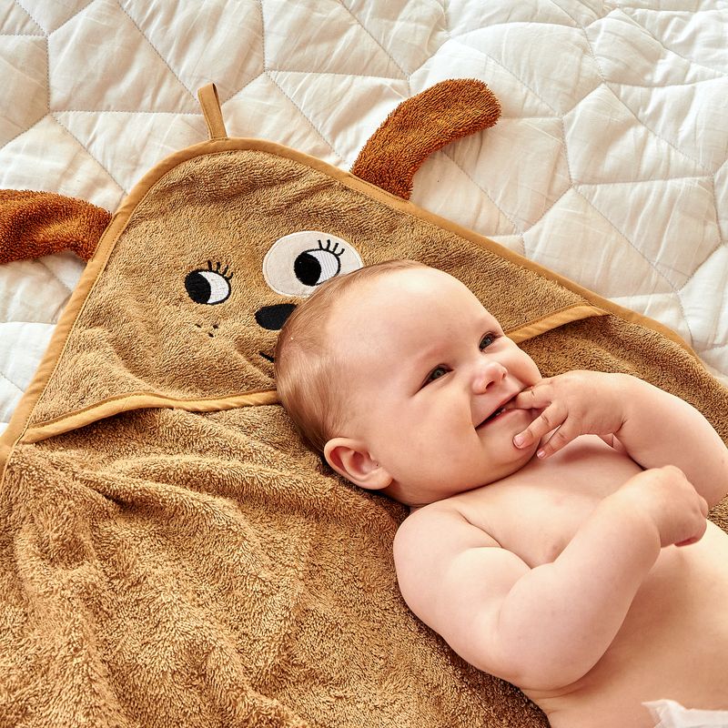 Hooded Towel - DOG, tan