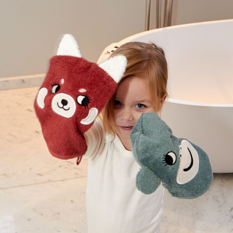 Wash Gloves - MONKEY, RED PANDA, DOG, set of 3