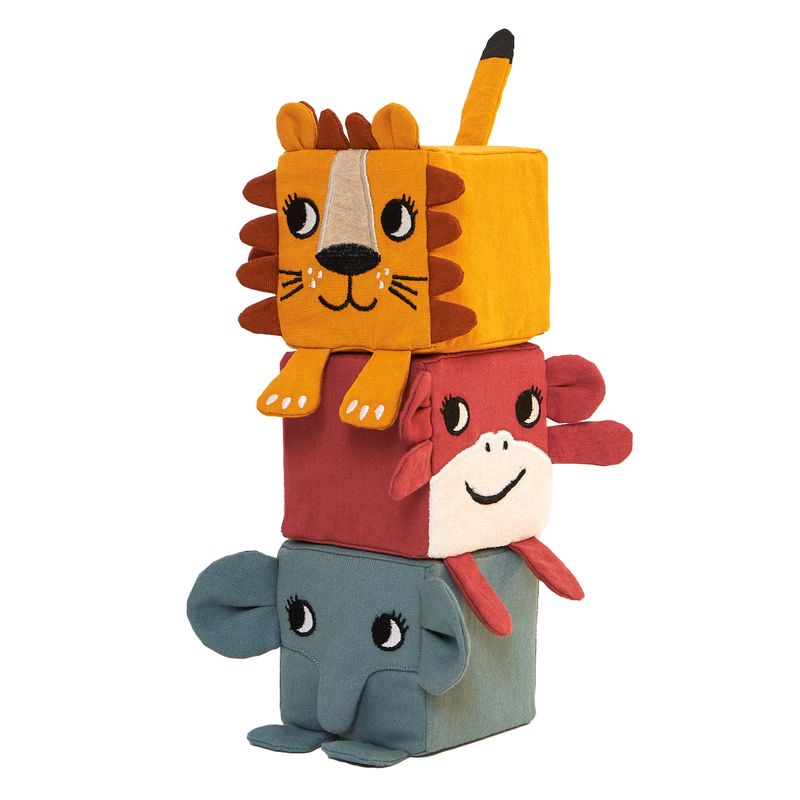 Soft Cubes - Monkey, Elephant, Lion