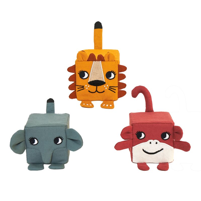 Soft Cubes - Monkey, Elephant, Lion