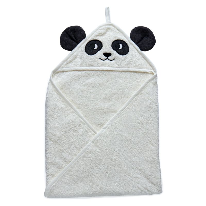 Hooded Towel - PANDA, off white