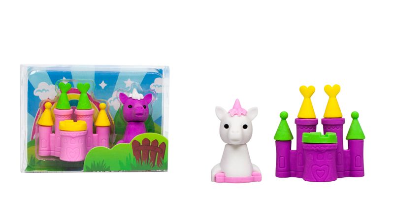 ERASER Unicorn with castle set of 2 pcs, 2 designs assorted