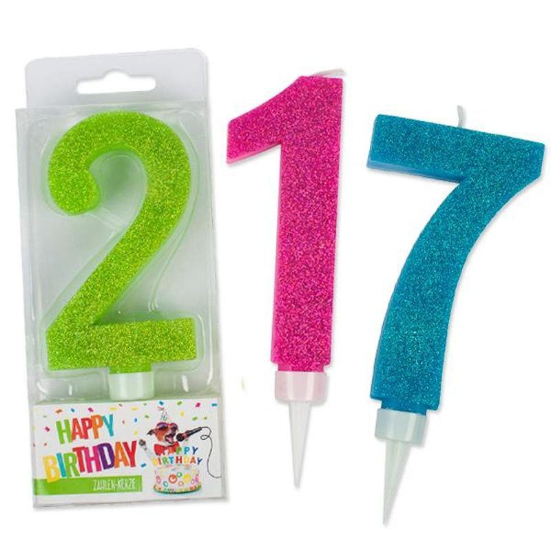 BIRTHDAY FUN Numbers 0-9 Glitter Maxi Candles, assortment