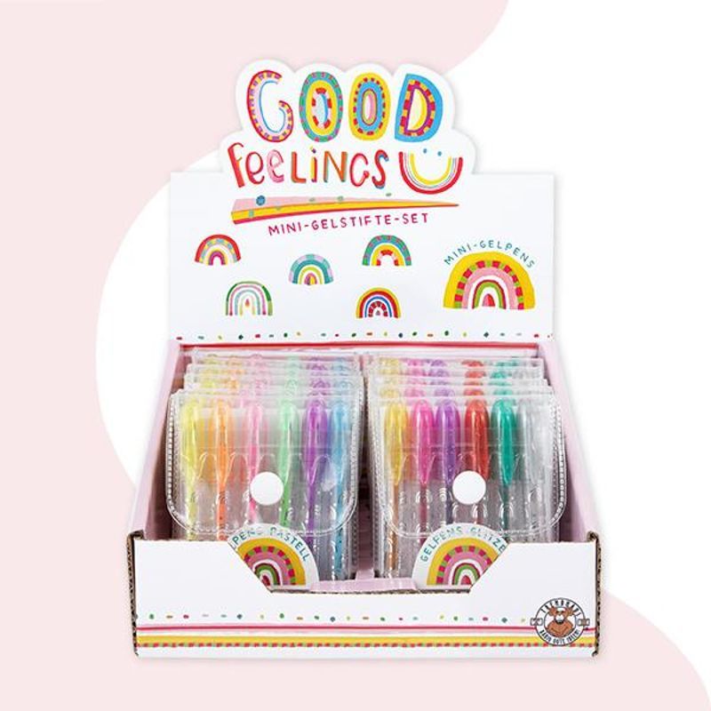 GOOD FEELINGS 6 Mini Gel Pens in a Case, 2 assorted