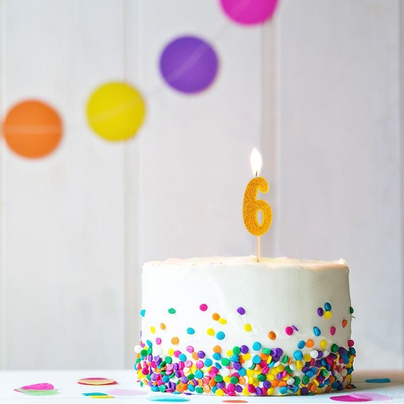BIRTHDAY FUN Number Candles Glitter Mini 6, 6 different colours