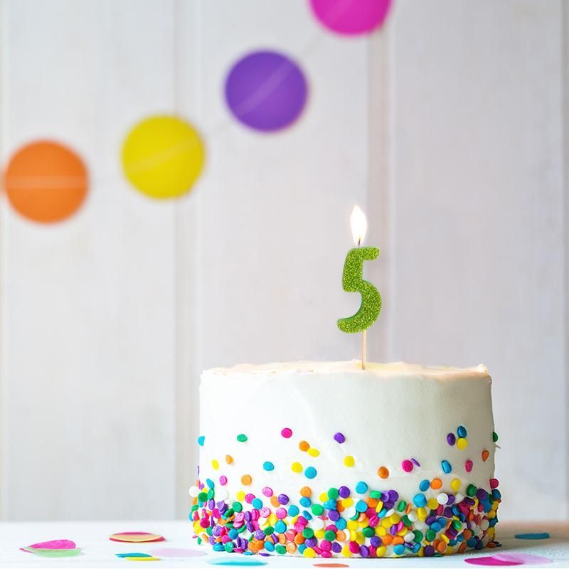 BIRTHDAY FUN Number Candles Glitter Mini 5, 6 different colours