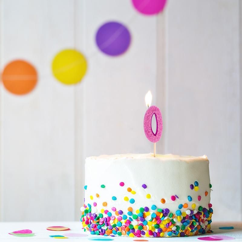 BIRTHDAY FUN Number Candles Glitter Mini 0, 6 different colours