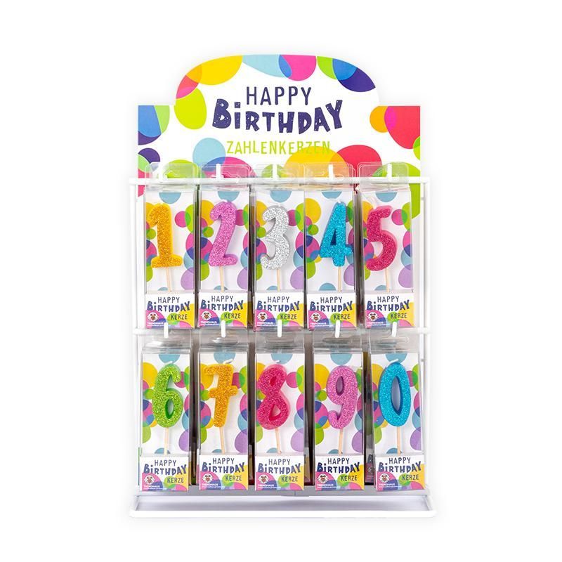 BIRTHDAY FUN Number Candles Glitter Mini 0–9 set