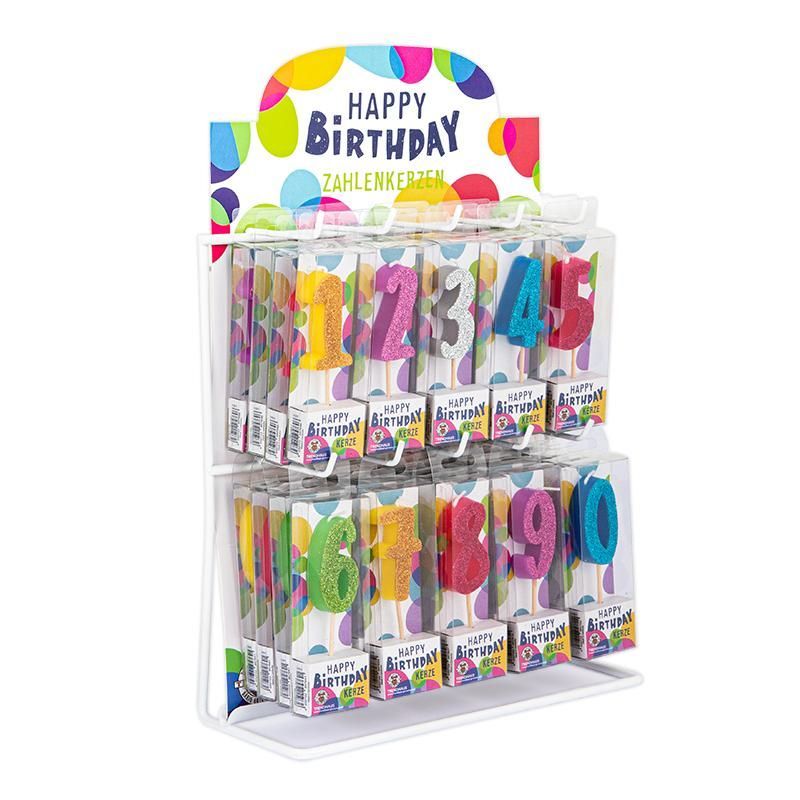 BIRTHDAY FUN Number Candles Glitter Mini 0–9 set