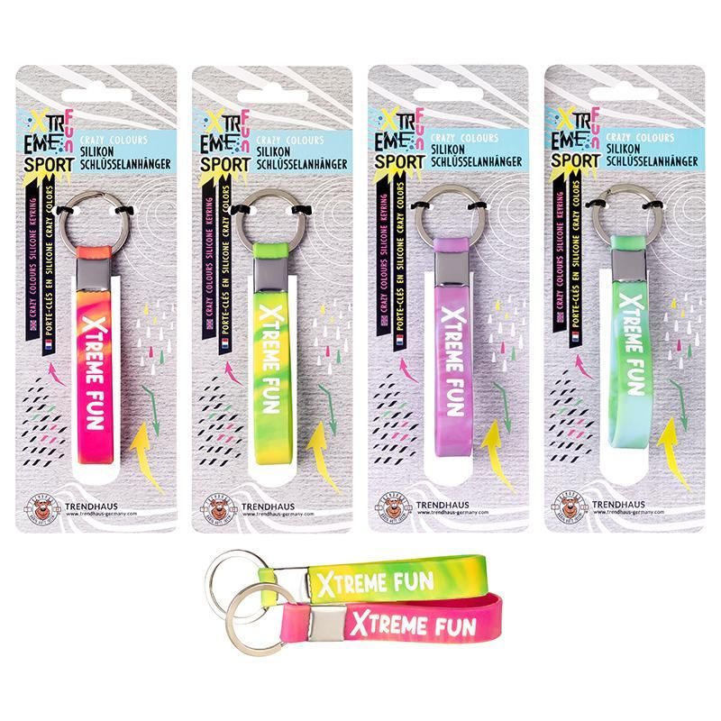 XTREME Crazy Colours Silicone Keyring, 4 assorted