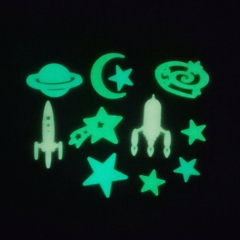 SPACE ADVENTURE Glow In the Dark Self-Adhesive Wall Stickers 34 pieces