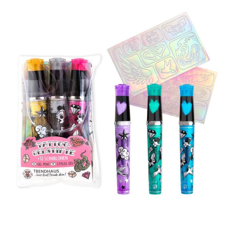 Tattoo Studio Gel Pens Glitter, set of 3, 2 assorted