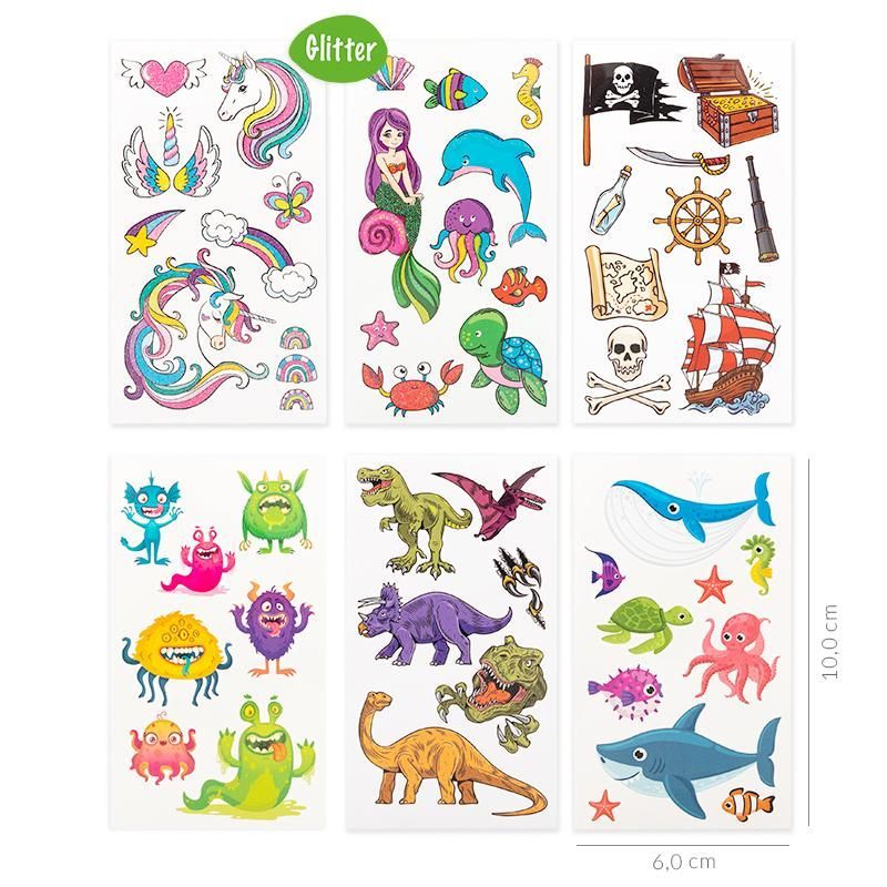 Tattoos For Children 6 x 10,5 cm, 6 different designs