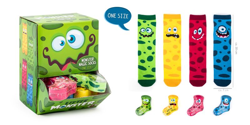LITTLE MONSTER Magic Socks, One Size, 4 different varieties