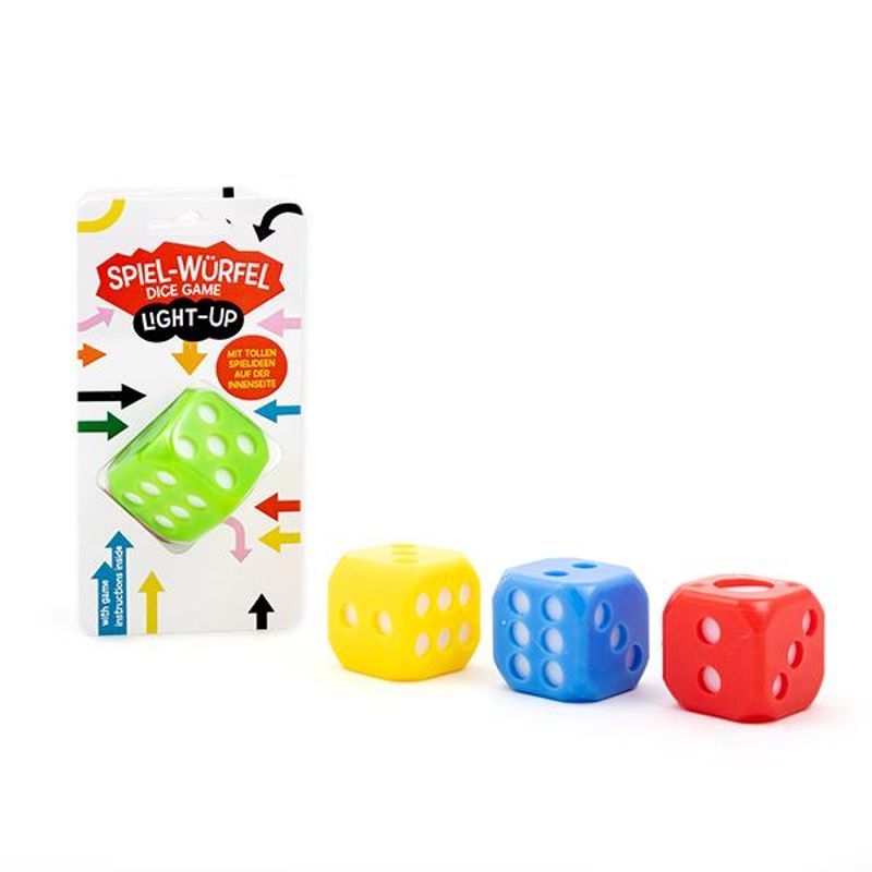 DESIGN & ART Light-up Dice, 4cm, 4 assorted colours