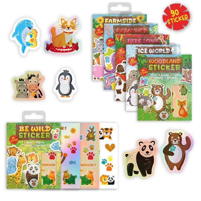 Animal sticker book 90 pieces, 6 assorted