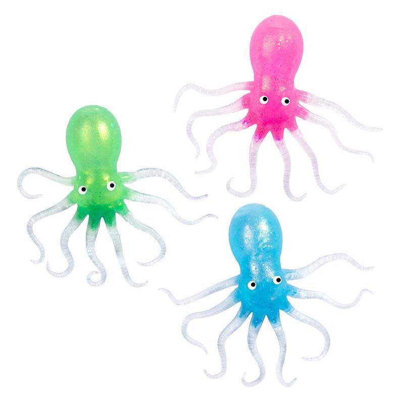 SANDY OCTOPUS Squeezy Glitter Octopus, 3 assorted
