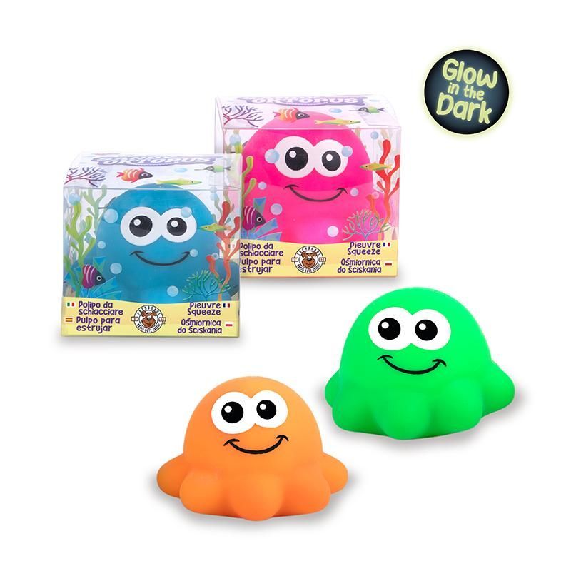 SO Squeezy octopus noctilucent, 4 assorted