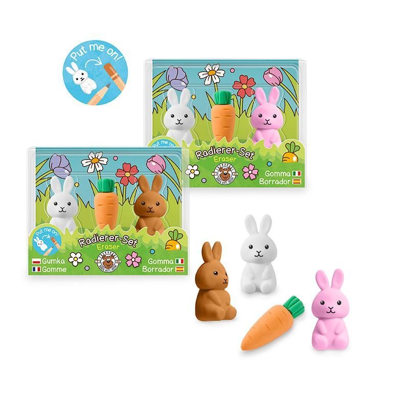 HAPPY SPRING TIME CAPYBARA Eraser Carot & Rabbit, set of 3, 2 assorted