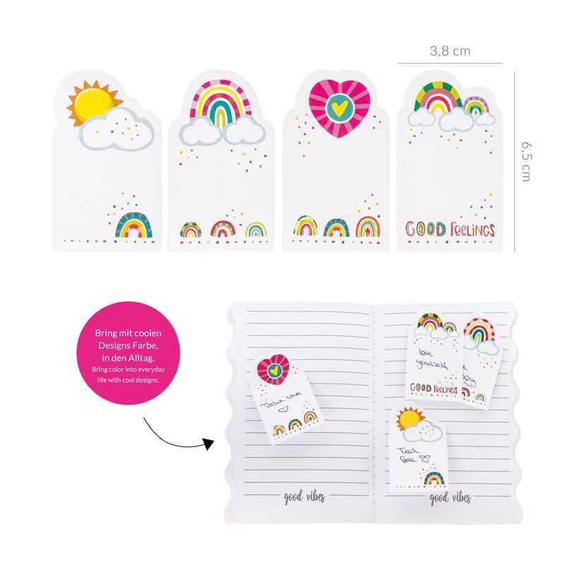 GOOD FEELINGS Mini Sticky Notes 80 sheets, 4 assorted
