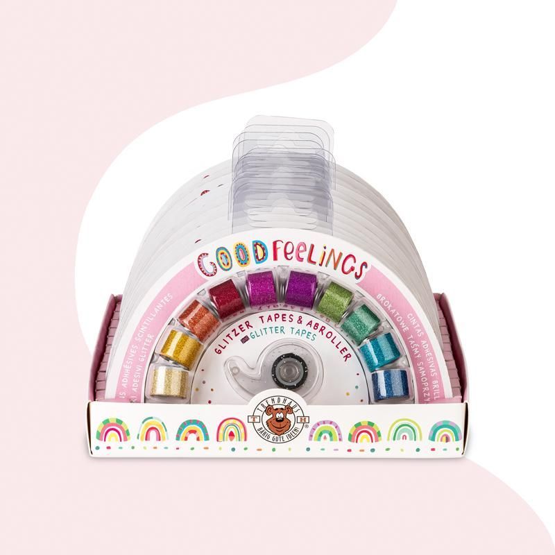 GOOD FEELINGS Rainbow Glitter Tapes incl. Dispenser, set of 12 pieces