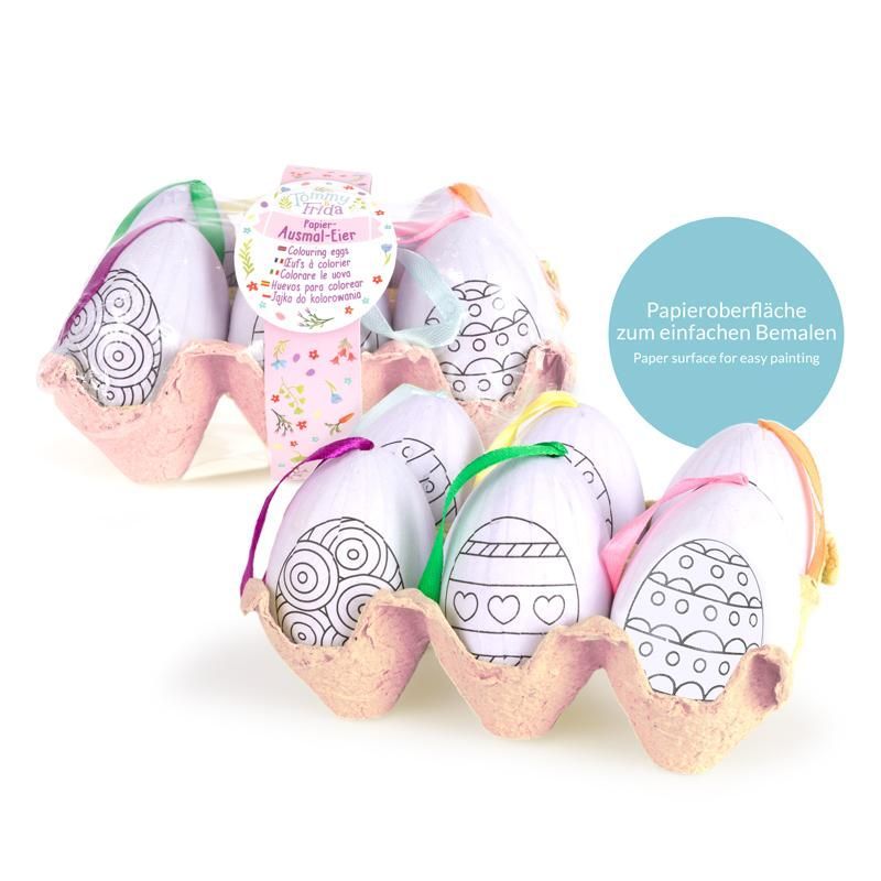 TOMMY & FRIDA Colouring Eggs to Hang, in Cardboard Box, set of 6
