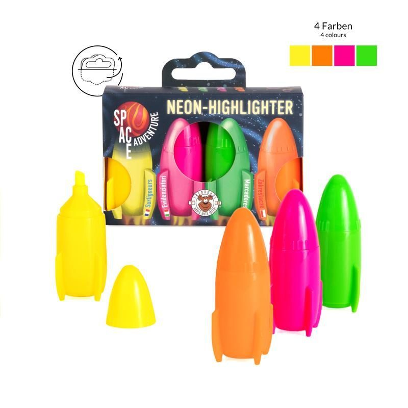 SPACE ADVENTURE Neon-Highlighters, set of 4