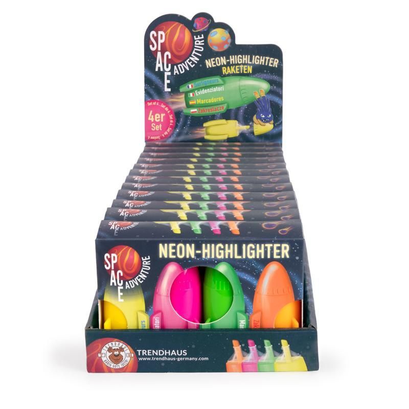 SPACE ADVENTURE Neon-Highlighters, set of 4