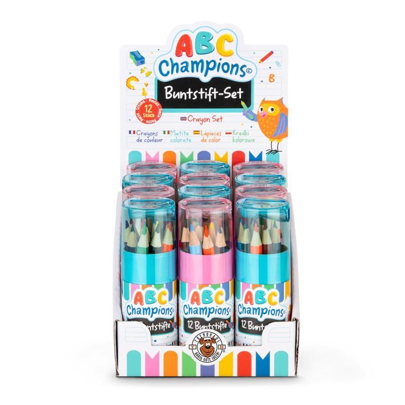 ABC CHAMPIONS Coloured pencil set with sharpener 12 pieces, 2 assorted