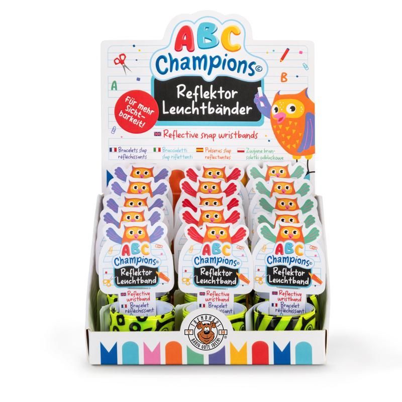 ABC CHAMPIONS Reflective snap wristband, 3 assorted