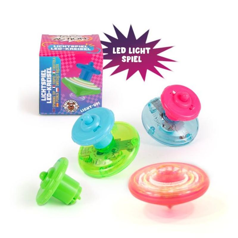TAKE ACTION Light up spinning tops, 3 assorted