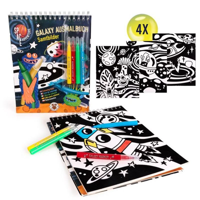 SPACE ADVENTURE Galaxy Colouring Books Velvet Pictures Including Pens