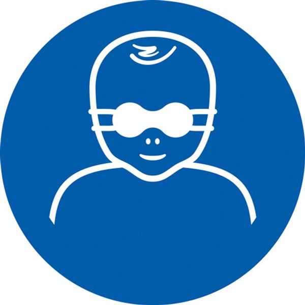 M025 Använd mörka skyddsglasögon för barn