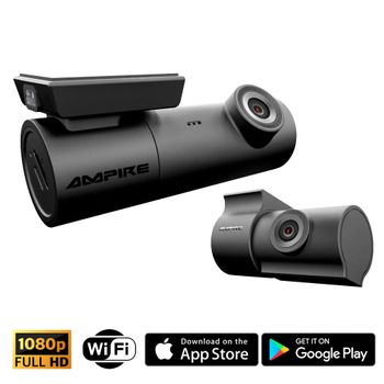 AMPIRE Front & Rear Dual-Dashcam with Full-HD, WiFi and GPS DC2
