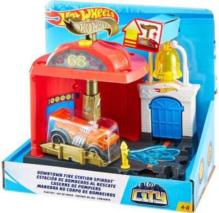 Hot Wheels City Downtown Lekset Fire Station Spinout