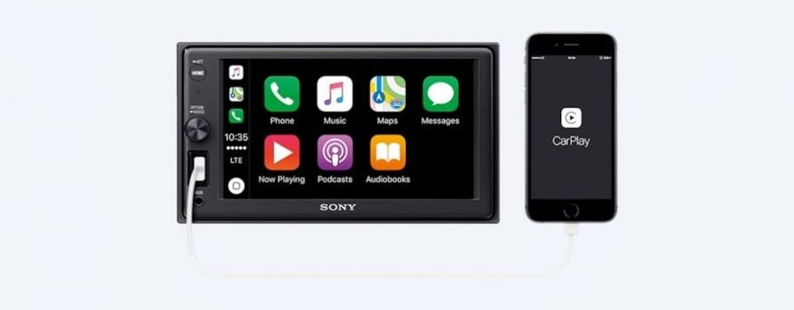 Sony XAV-AX1000 Med Apple Carplay bilstereo med enkeldin-chassi & dubbeldin-skärm