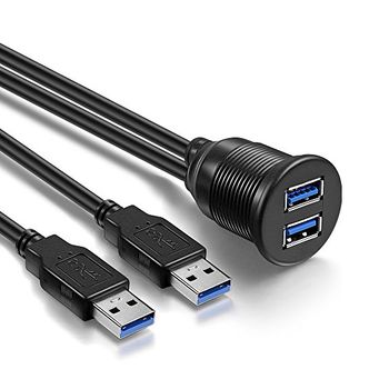 Dubbelt USB built-in uttag med 200cm kabel