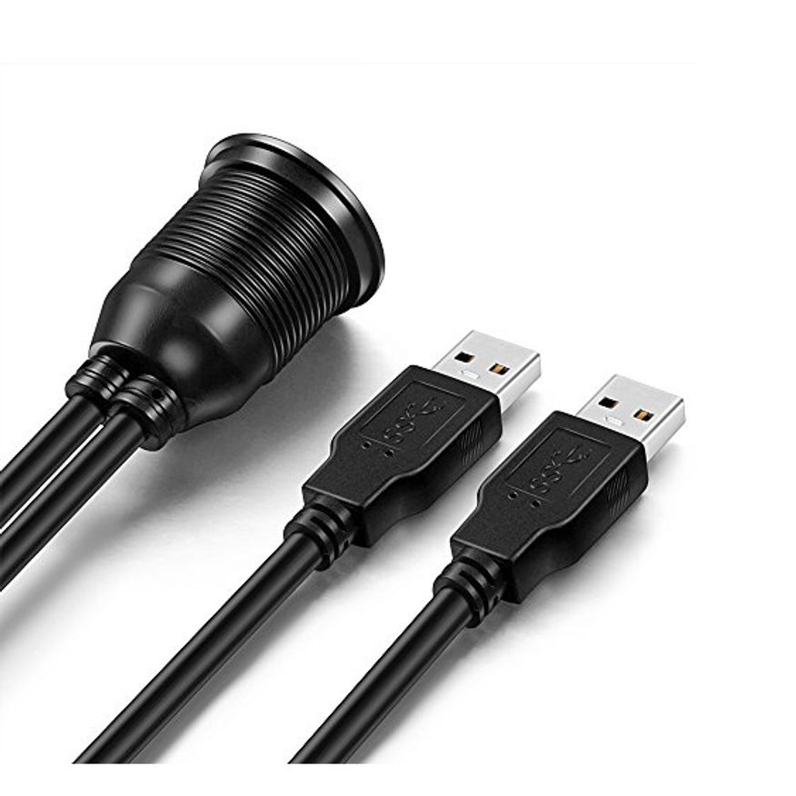 Dubbelt USB built-in uttag med 200cm kabel