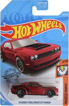 Hot Wheels '18 Dodge Challenger SRT Demon 194/250 Muscle Mania 2/10, red