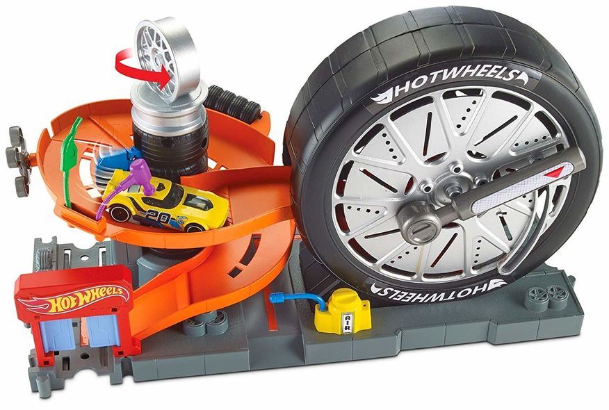 Hot Wheels City FNB17 Super Spin Tire Shop Play Set 