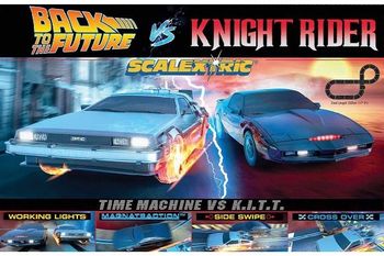 Scalextric C1431P BACK TO THE FUTURE VS KNIGHT RIDER 1980 RACE SET