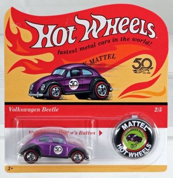 Hot Wheels Volkswagen Beetle 50th Anniversary w/metal button #FTX85 NRFP Purple