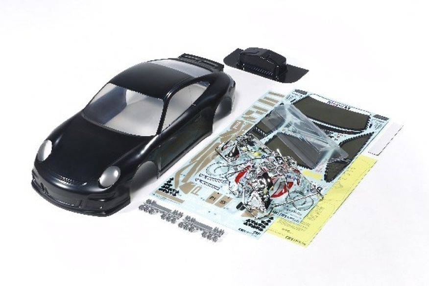 Tamiya 1/10 PORSCHE 911 GT3 BODY PARTS SET, BLACK PAINTED 47365