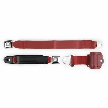 RetroBelt Push Button Retractable Lap Belt - Bench Seat  Bright Red