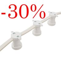 Flatkabel Outlet E27 c/c 25cm 9m Vit med fäste