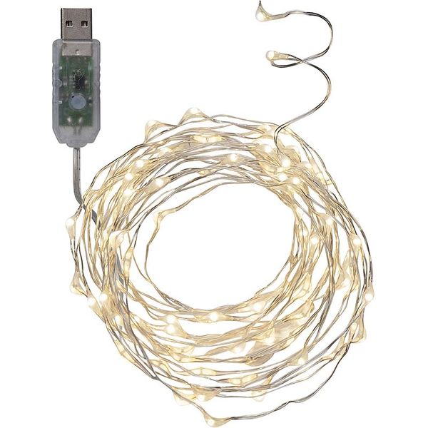 Dew Drops String 100 LED Chaser Dagsljus/Silver för USB