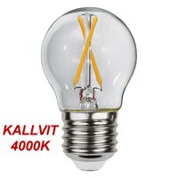 Kallvit Klotlampa Filament LED 2,3W 270lm E27