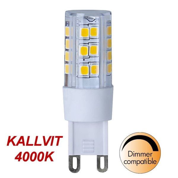 Kallvit Dimbar Stiftlampa LED 3,8W 410lm G9