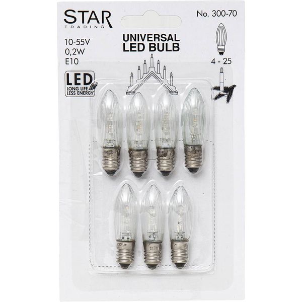 Topplampa LED E10 Klar Star Trading 7-pack
