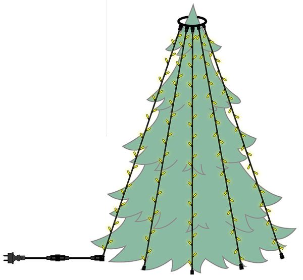 Julgransbelysning med 6 st LED-slingor för utomhusbruk varmvitt ljus
